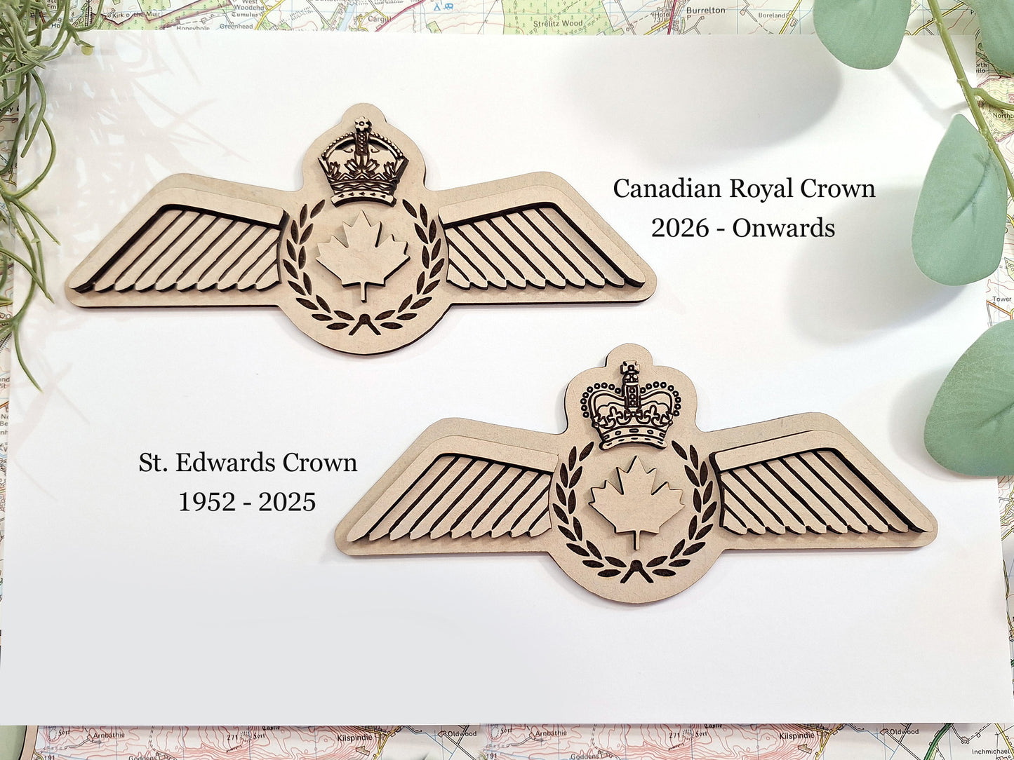 RCAF Pilot wings laser cut wood art