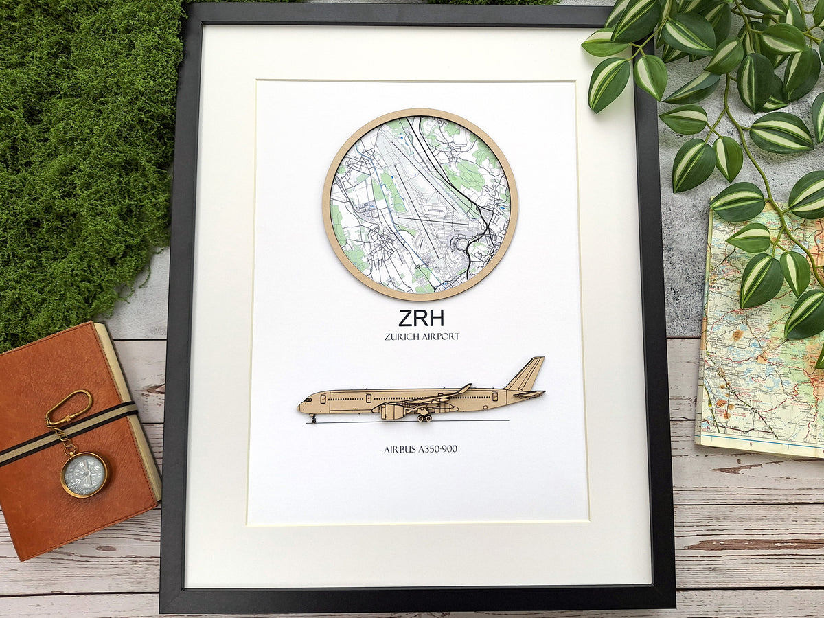 Custom Airport Map & Aircraft Art - LARGE