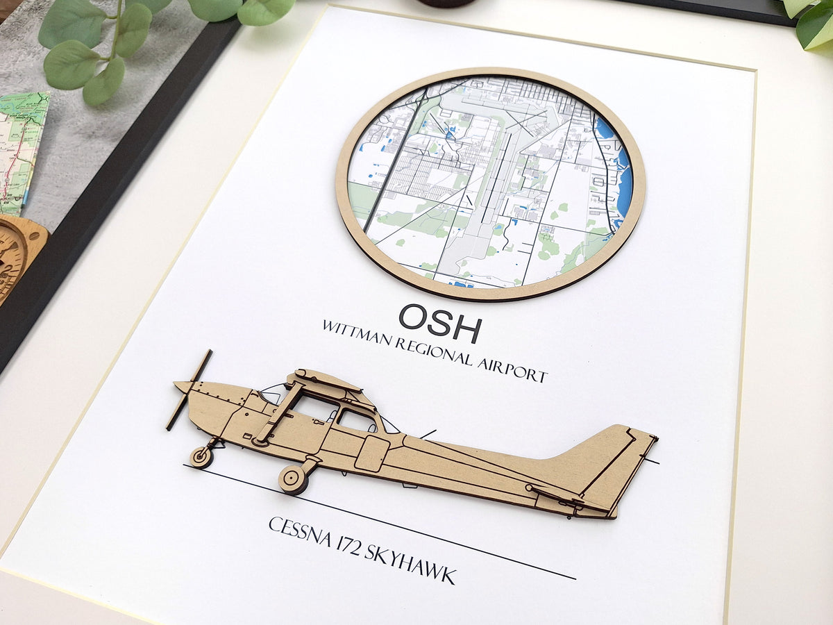 Custom Airport Map & Aircraft Art - LARGE