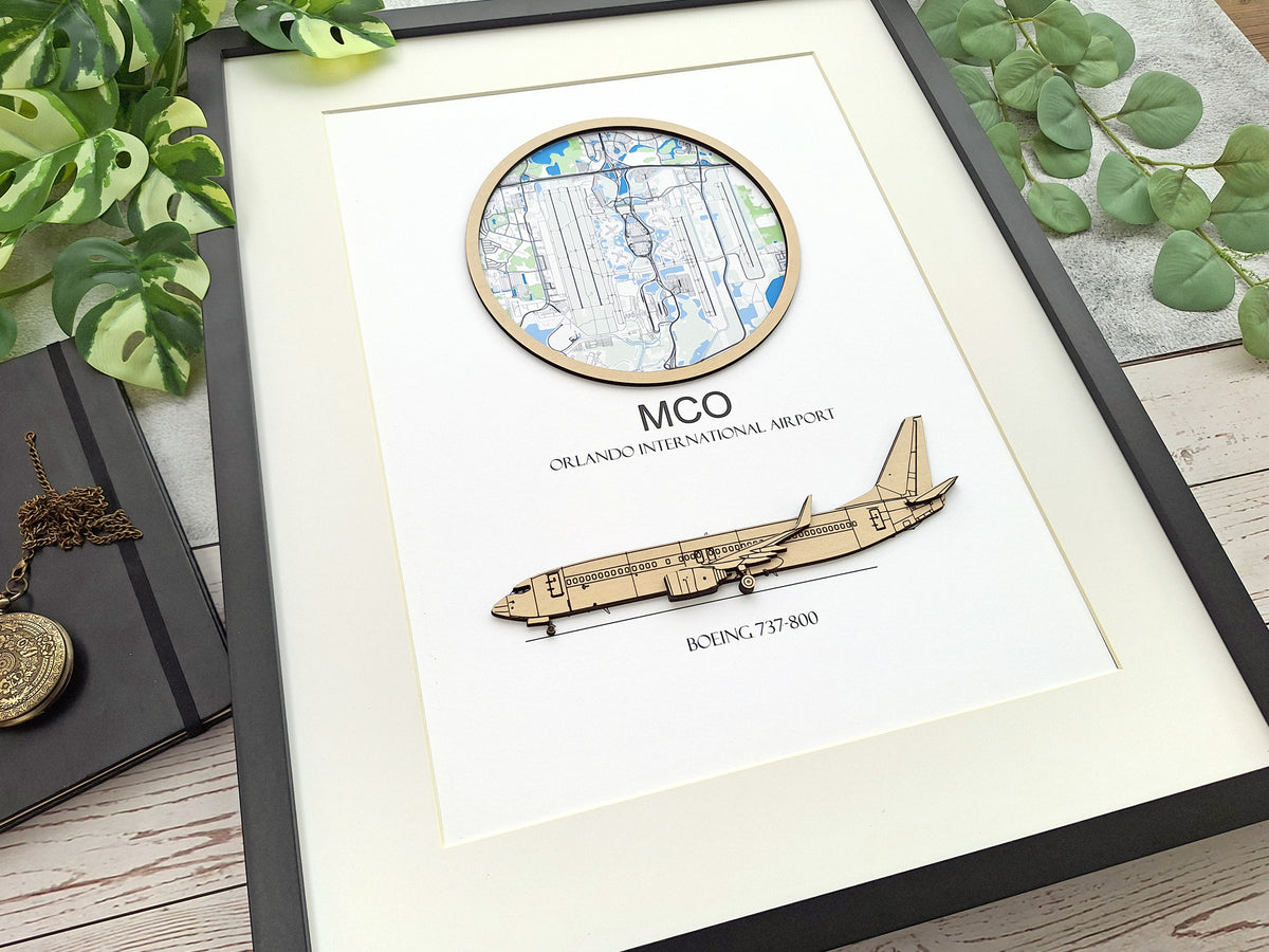 Custom Airport Map & Aircraft Art - LARGE