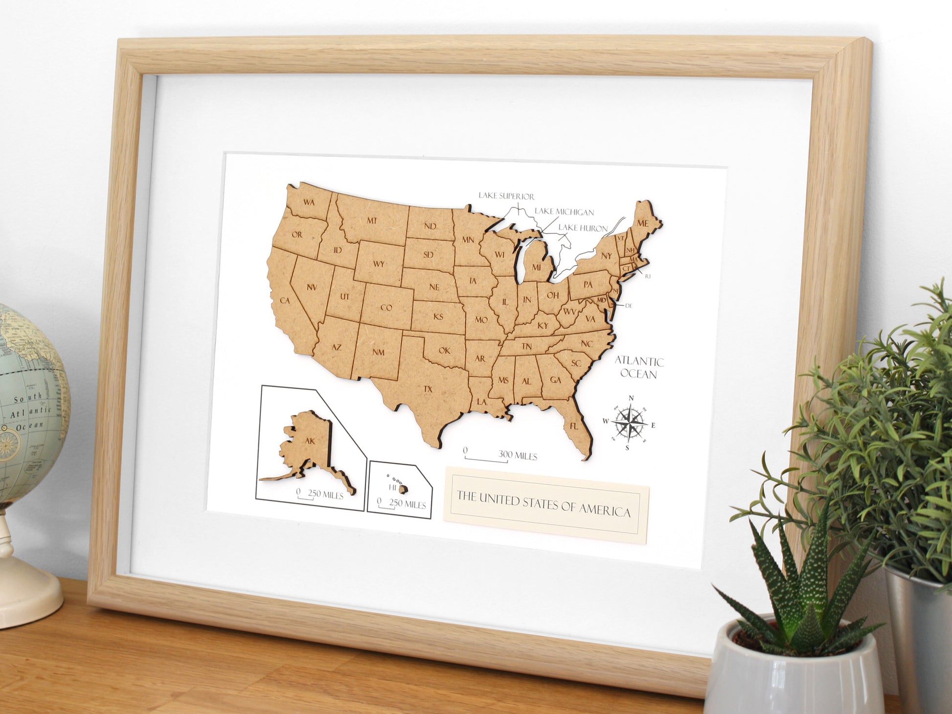 custom wood map of America