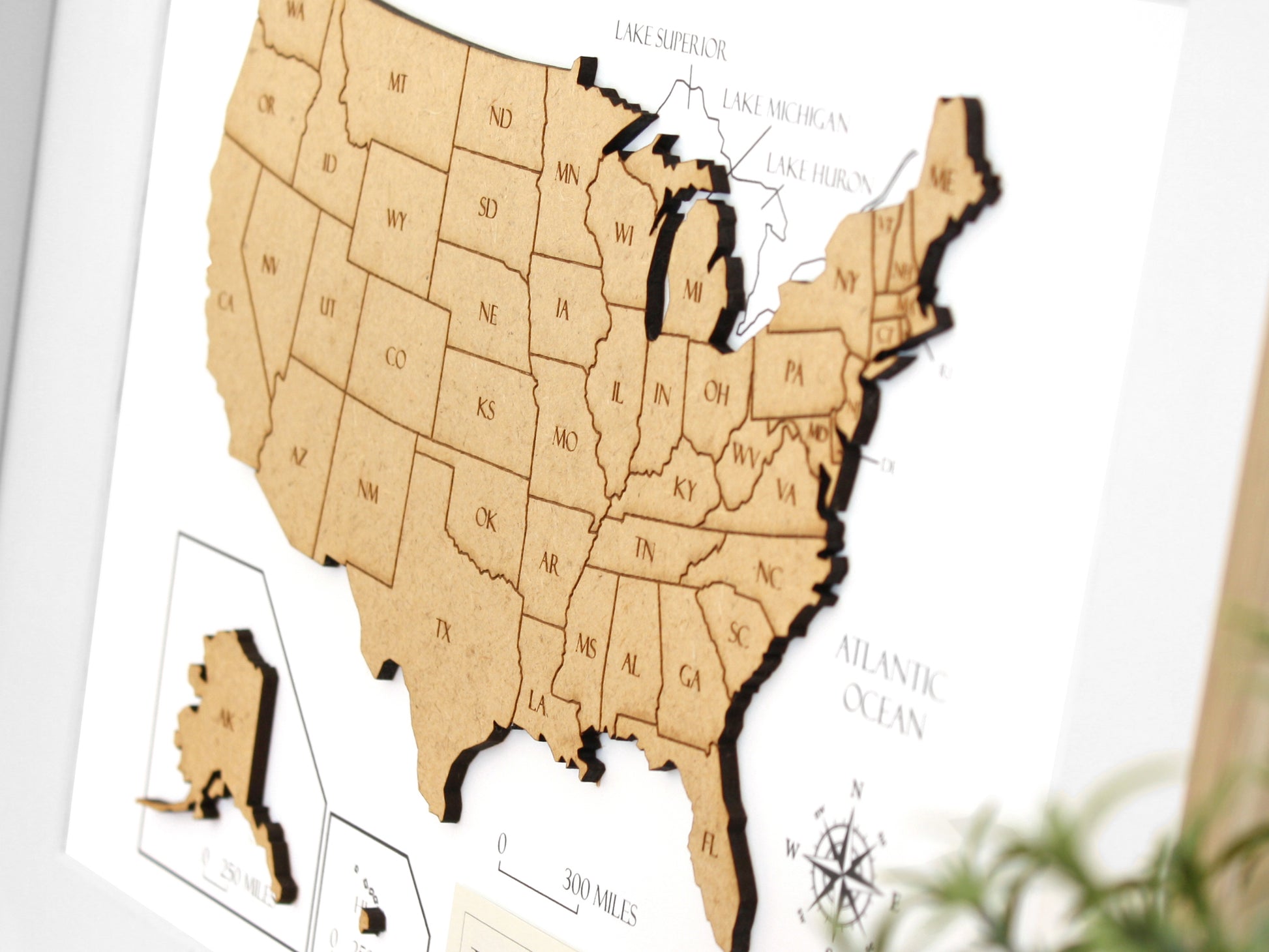 custom wood map of America