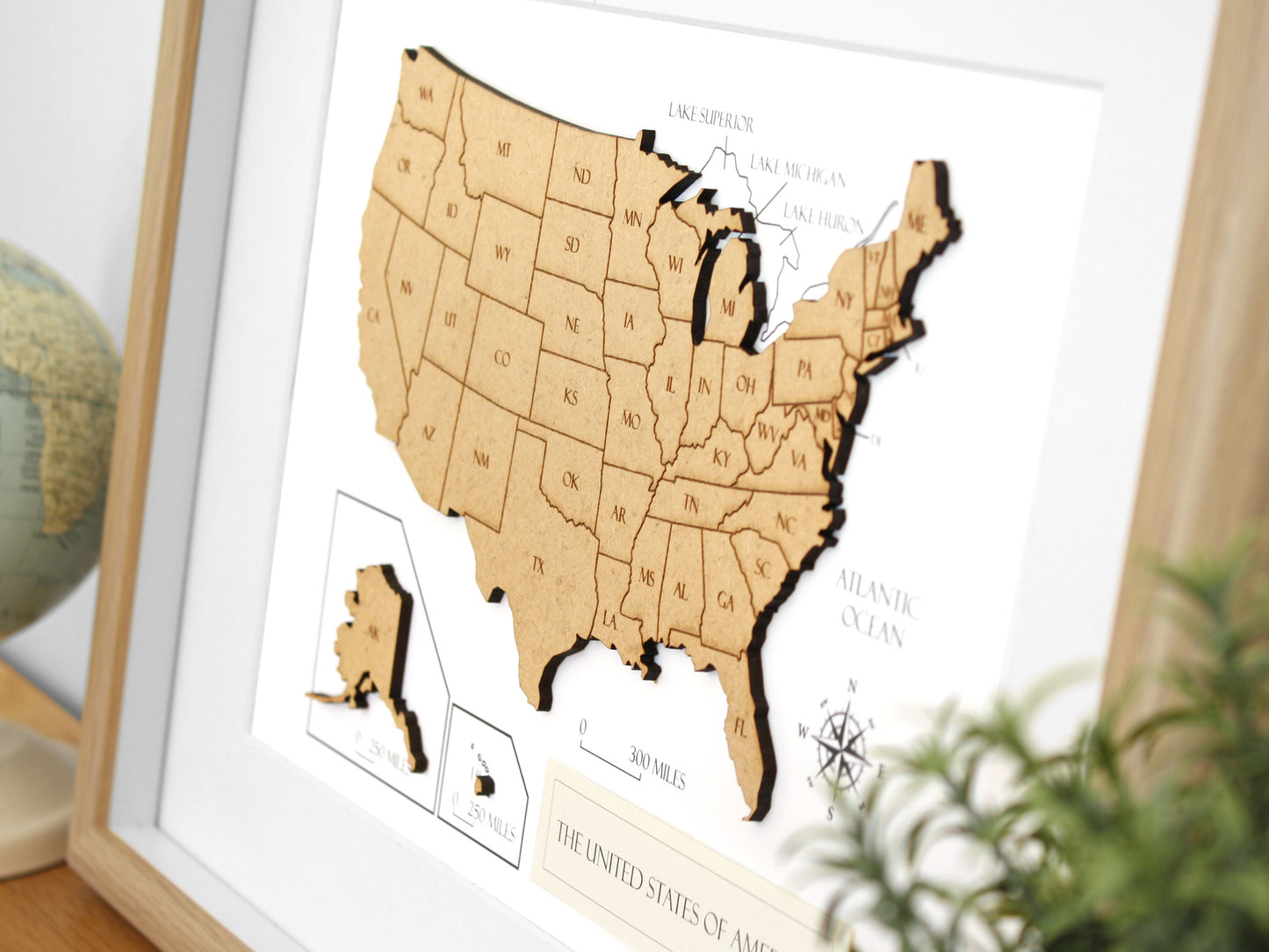 custom wood map of America