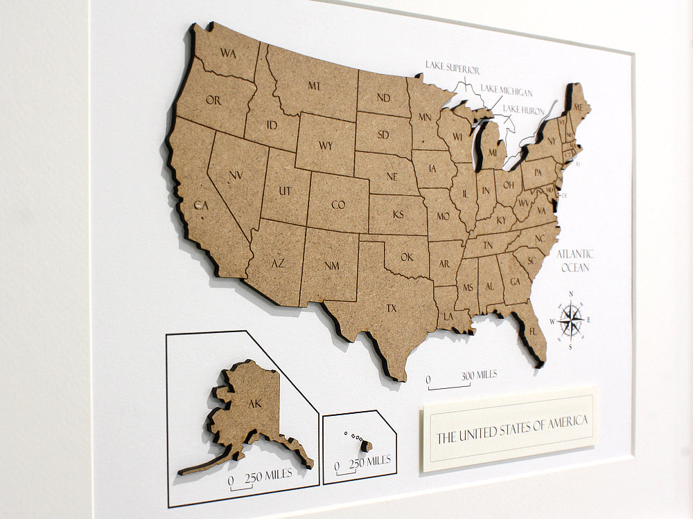 custom wood map of America