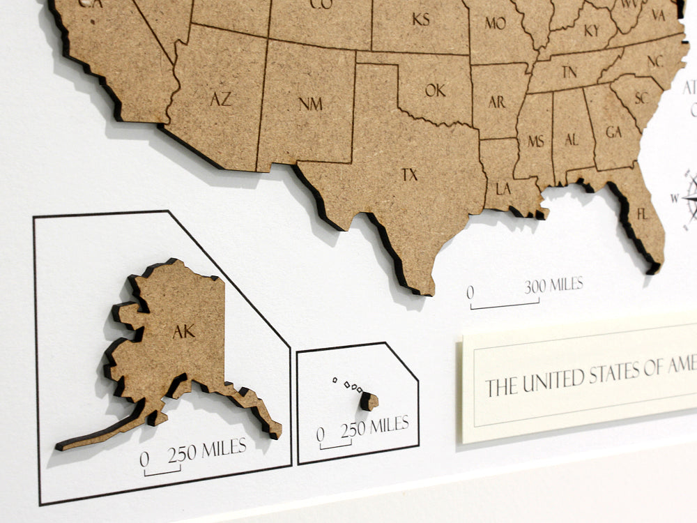 custom wood map of America