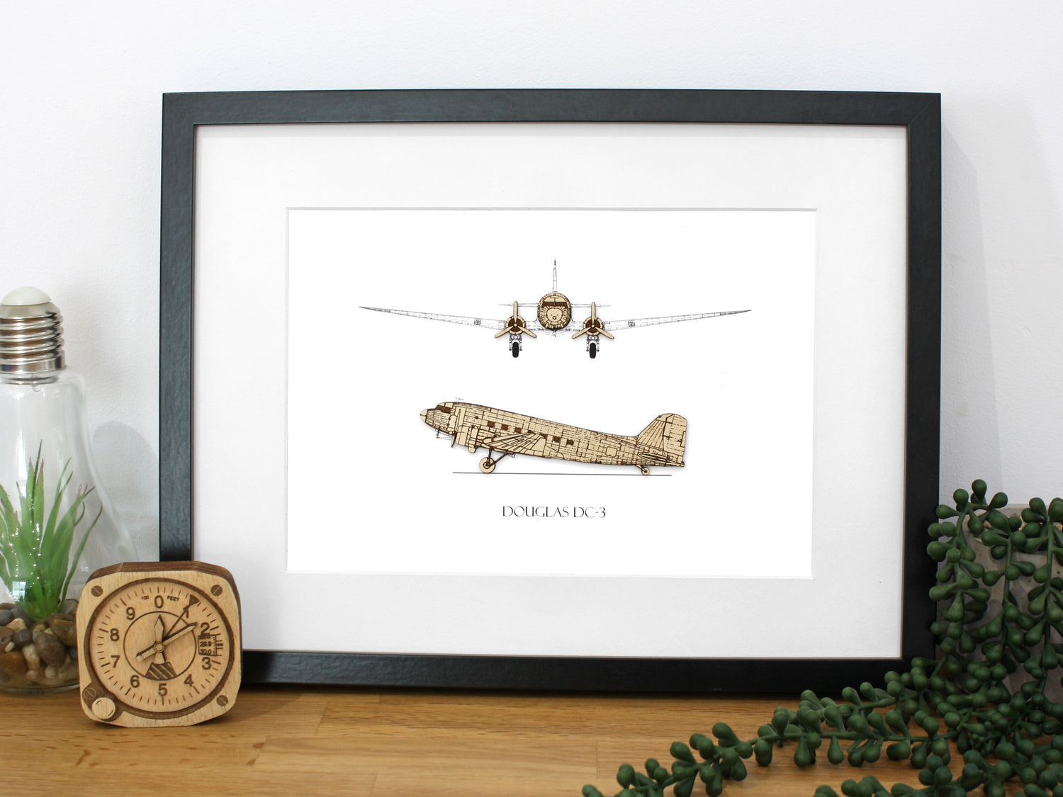 Douglas DC-3 Aviation Art | Laser Cut Wood Gifts – Simply Cut Art