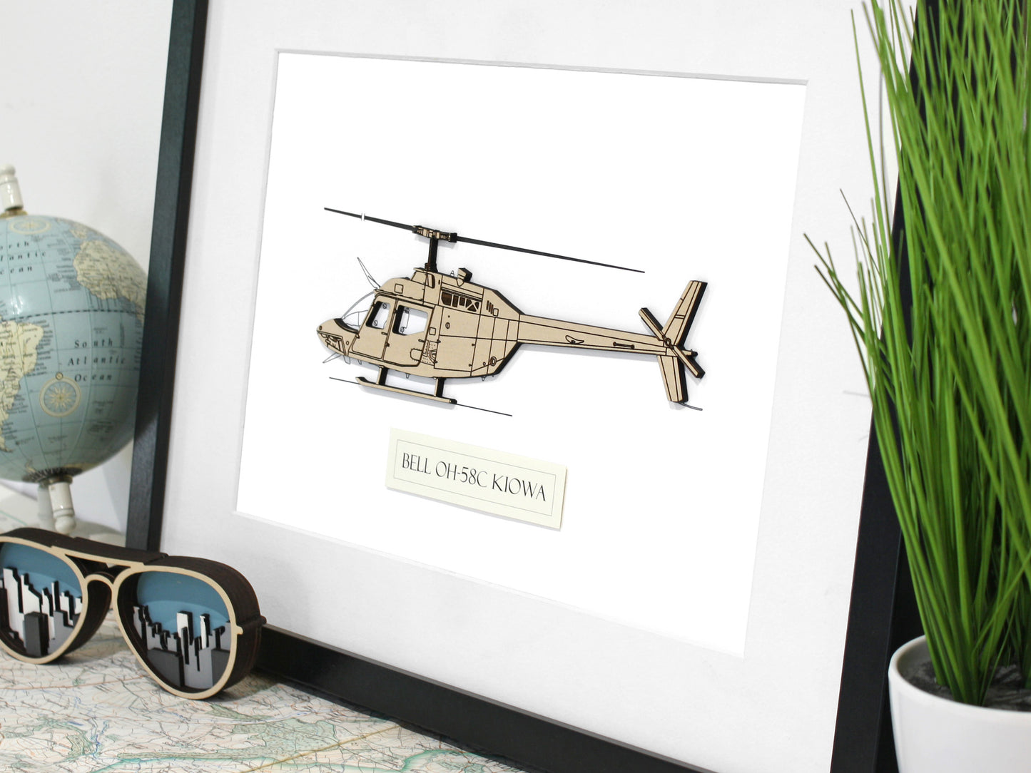 Bell OH-58C Kiowa helicopter blueprint art