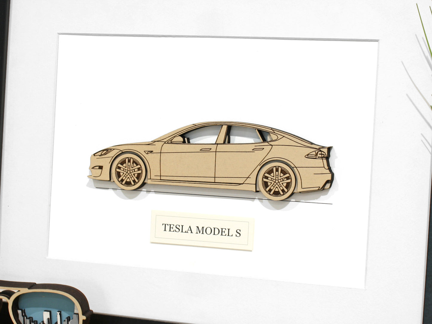 Tesla Model S blueprint art
