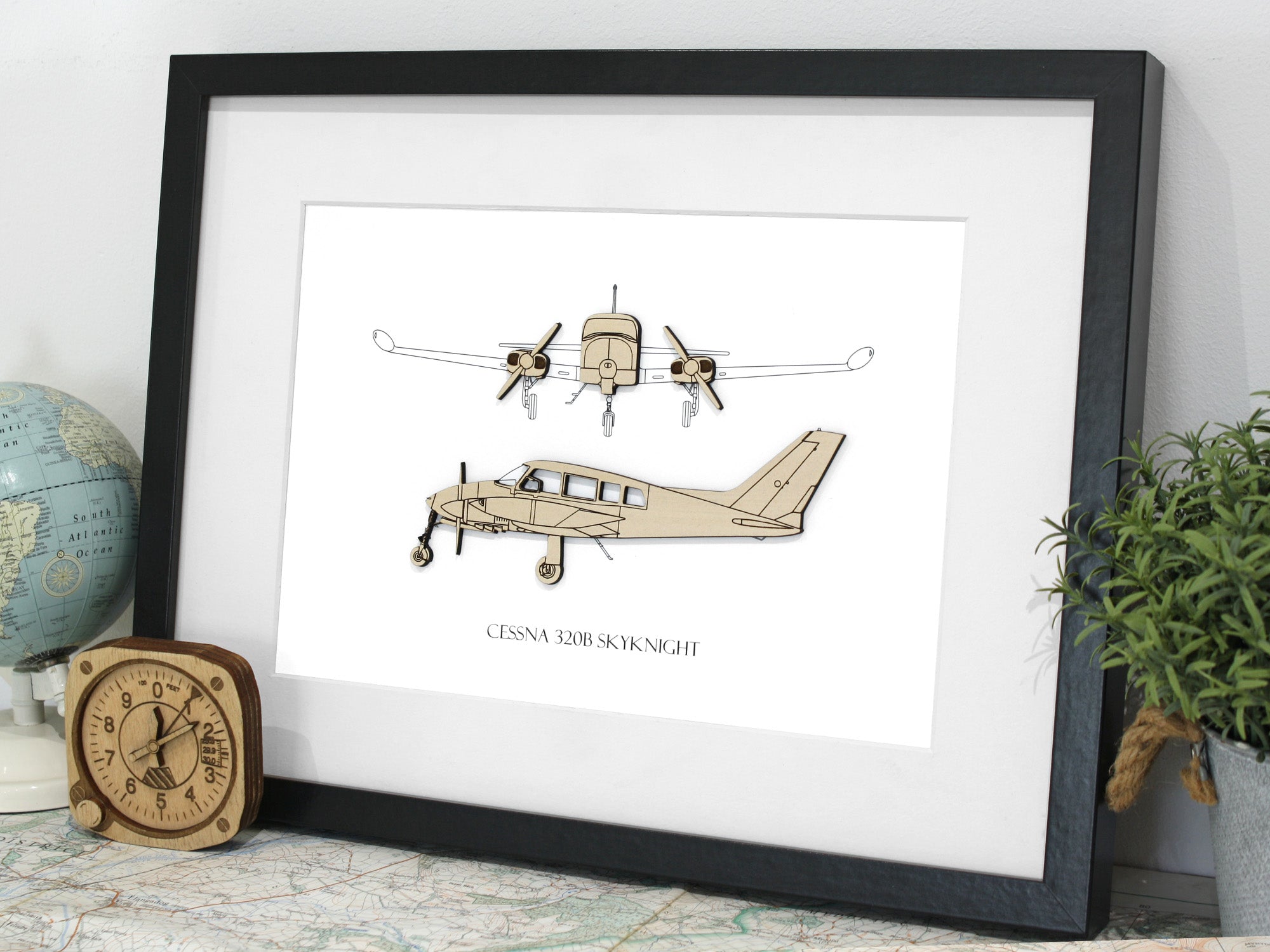 Cessna 320B Skyknight Blueprint Art | Laser Cut Wood Gifts & Art ...