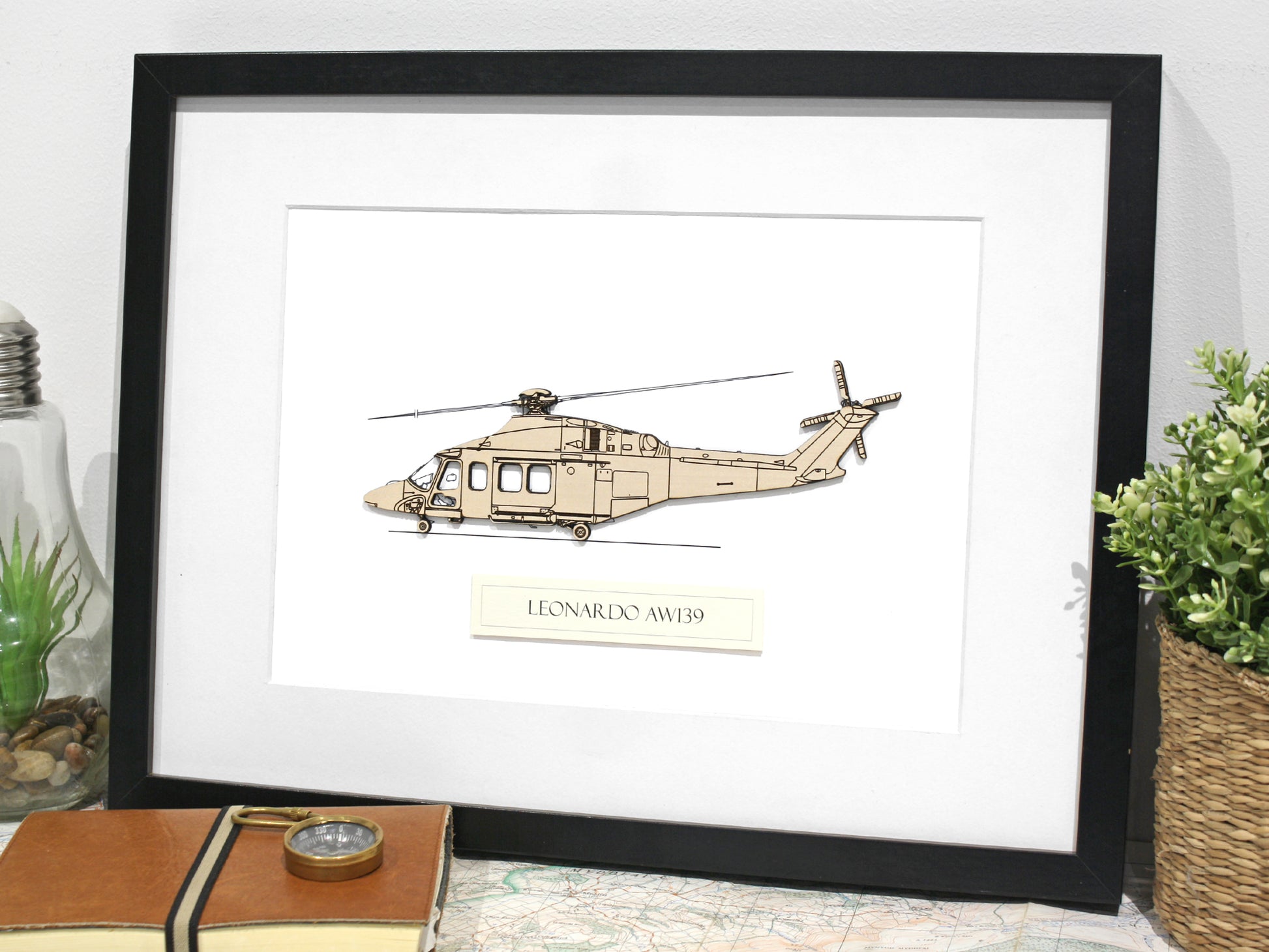 AW139 helicopter blueprint art