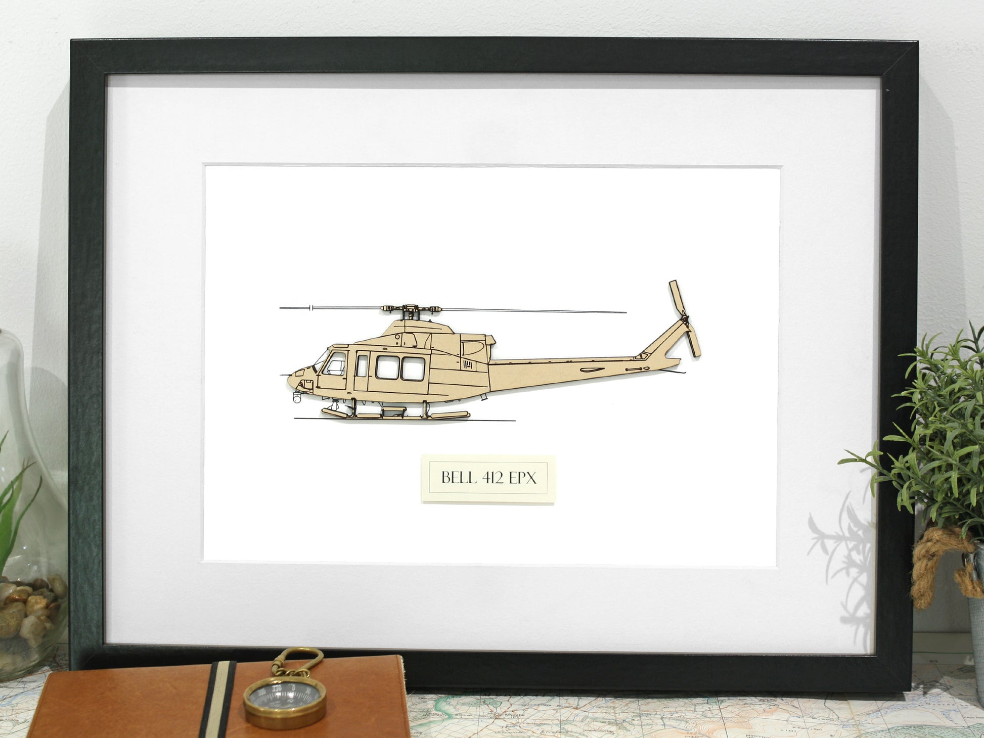 Bell 412 EPX helicopter blueprint art