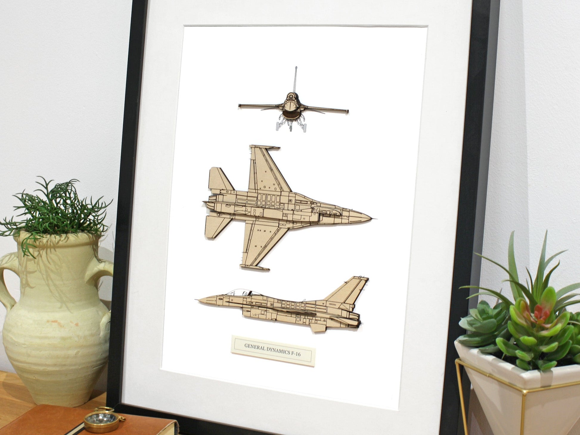 General Dynamics F-16 blueprint art