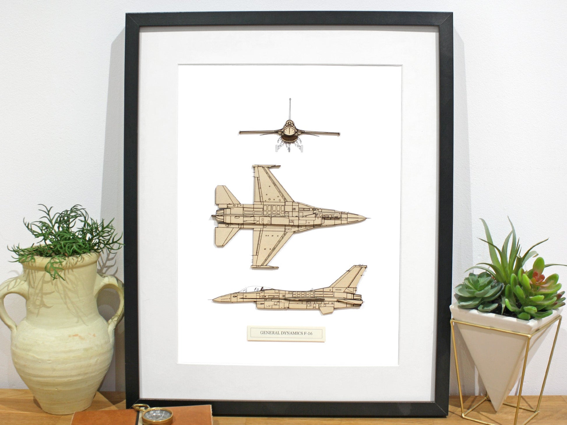 General Dynamics F-16 blueprint art