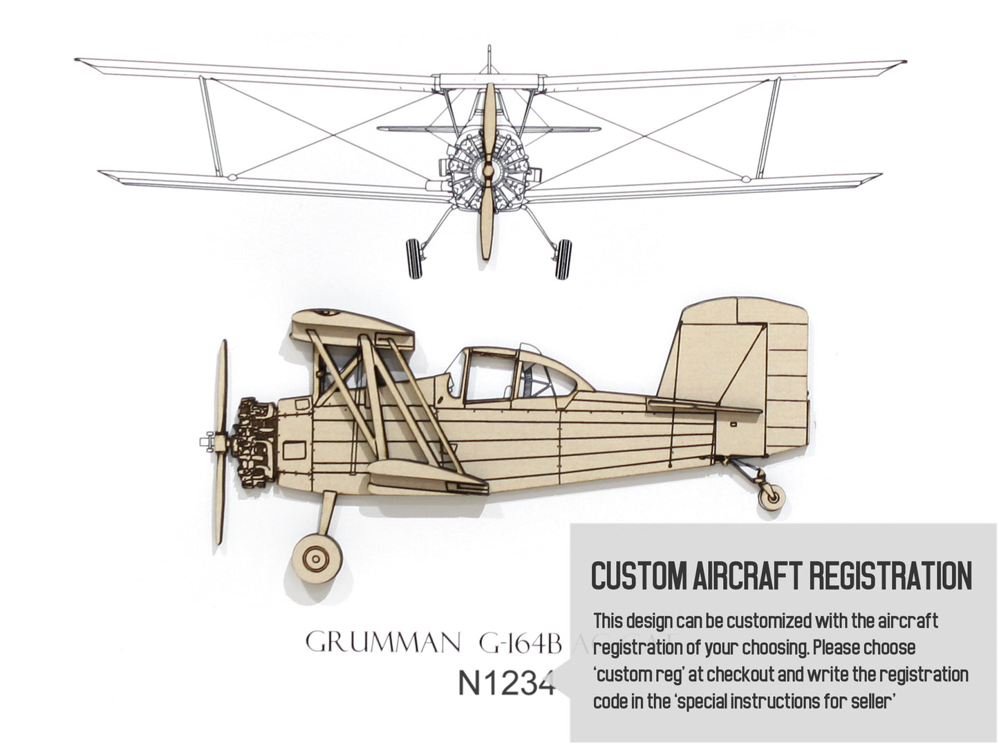 Grumman G-164B Ag Cat blueprint art