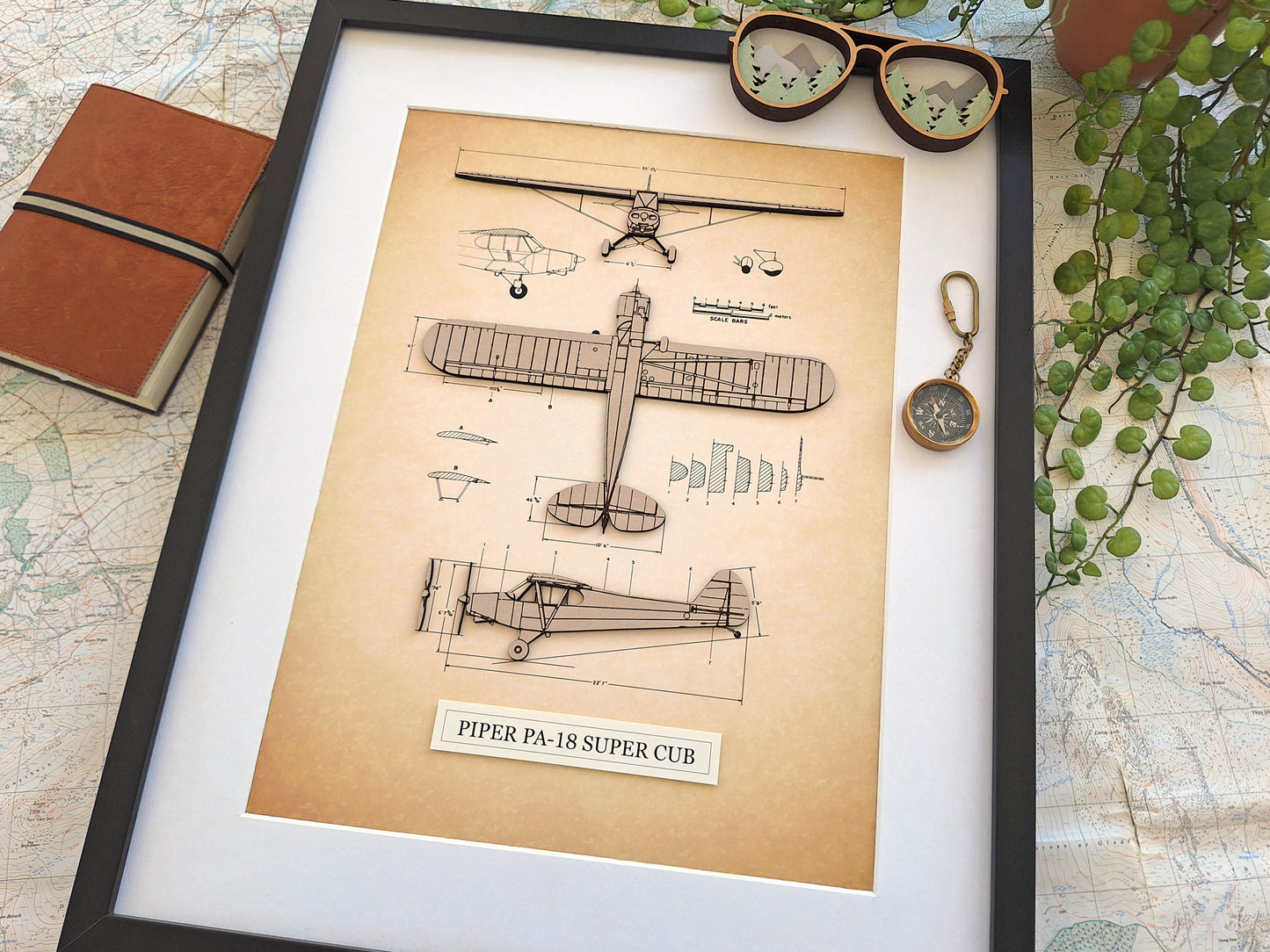 Piper PA-18 Super Cub blueprint art