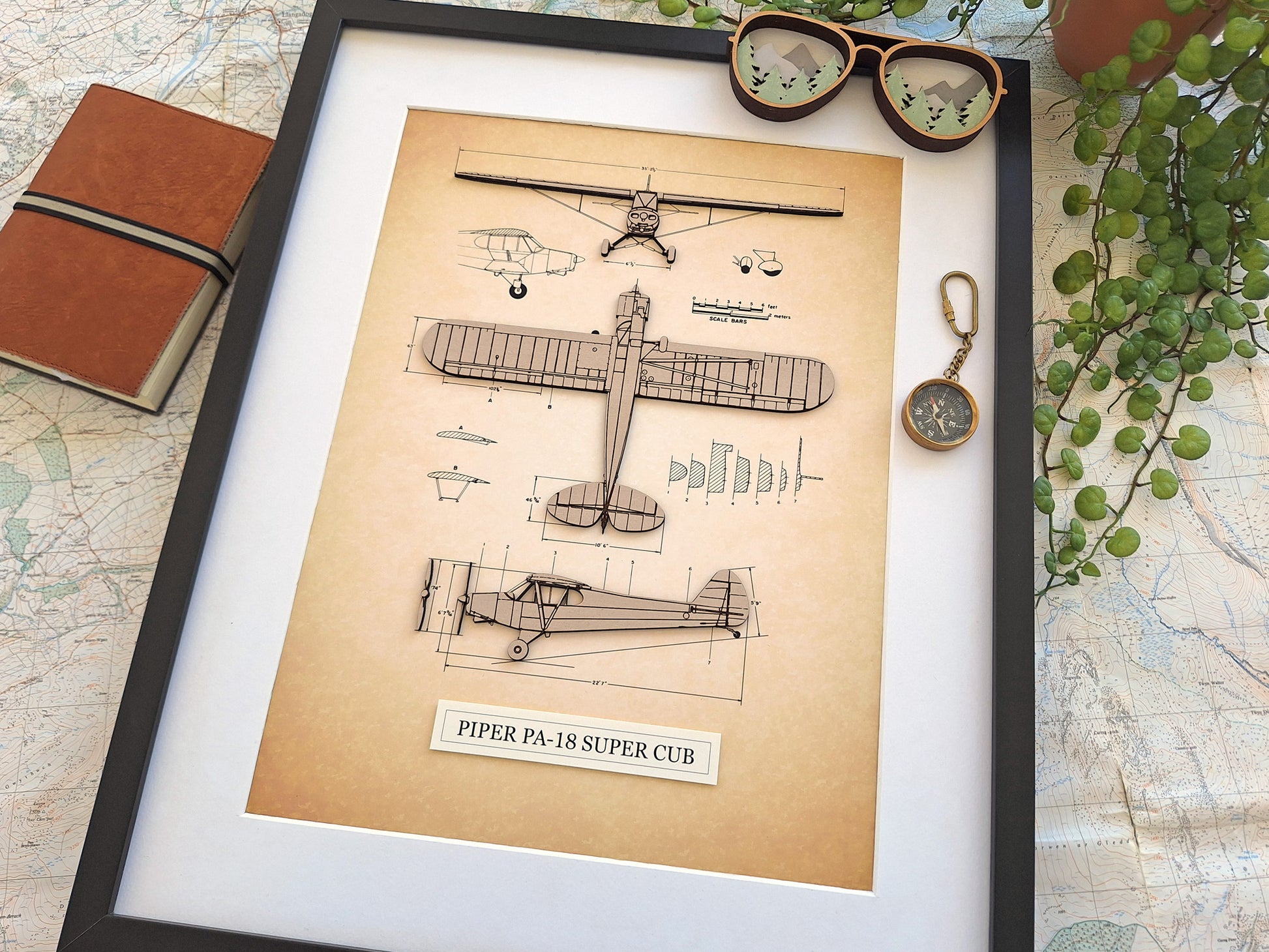 Piper PA-18 Super Cub blueprint art