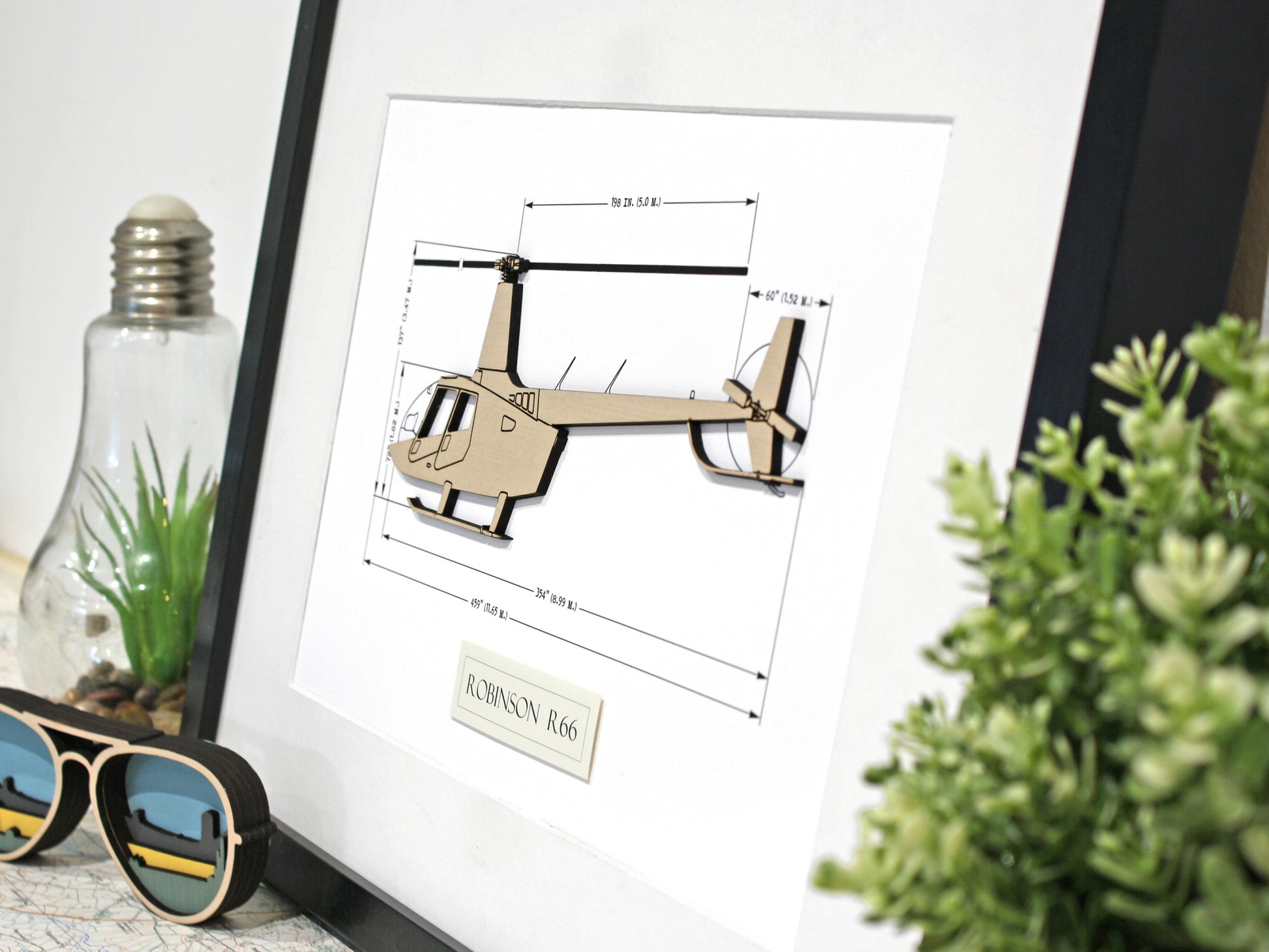 Robinson R66 helicopter blueprint art