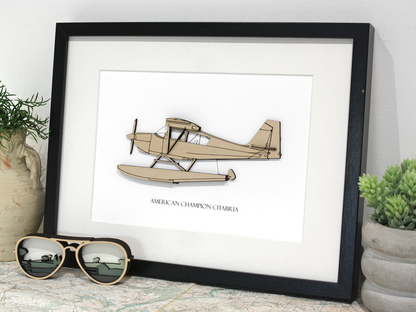 American Champion Citabria floatplane blueprint art