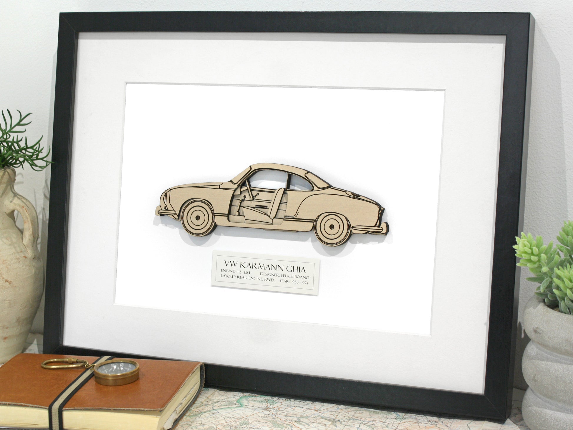 VW Karmann Ghia Gifts Volkswagen Decor Laser Cut Wood Art