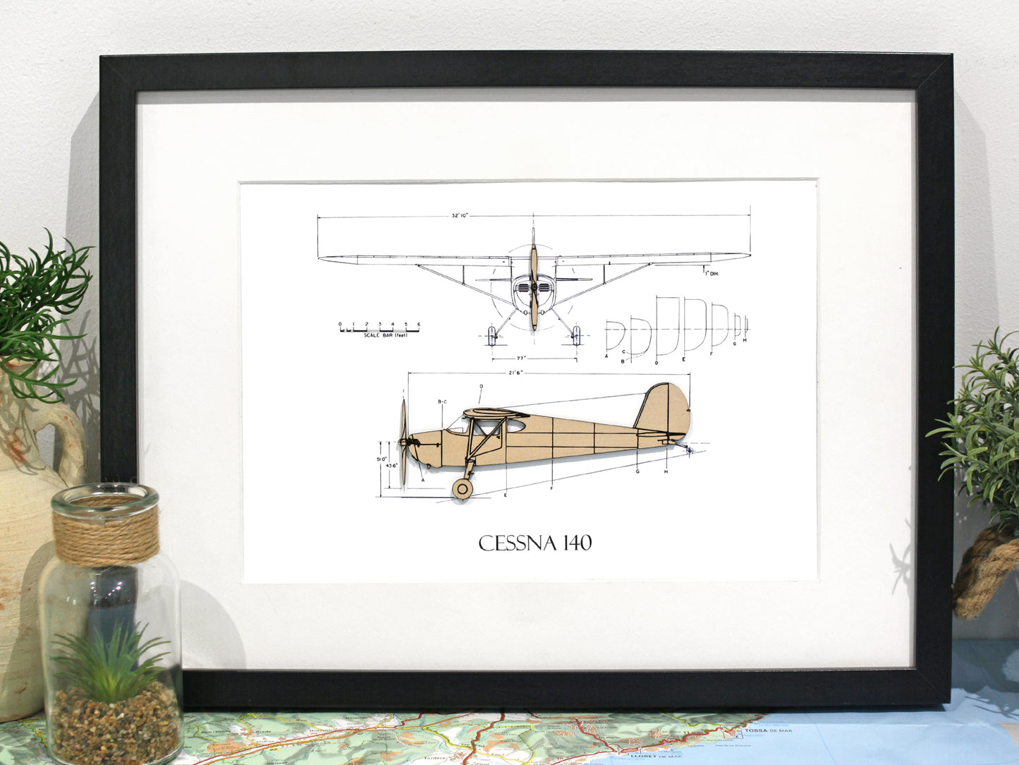 Cessna 140 blueprint art