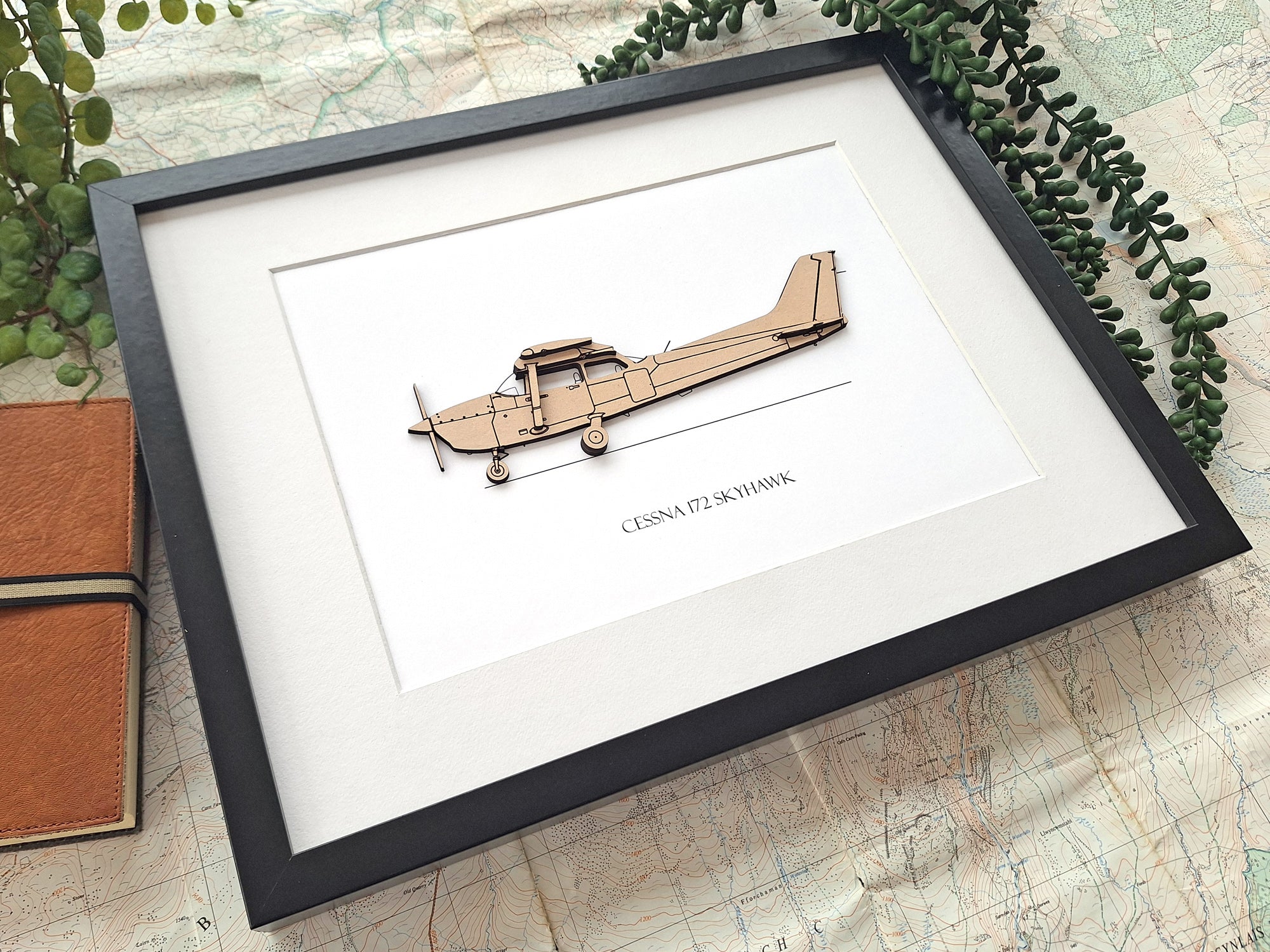 Textron Aviation Cessna 2024 172 Skyhawk Airplane Blueprint Wall Art Woodburn Engraving. Great personalized gift, boyfriend gift, pilot gift!