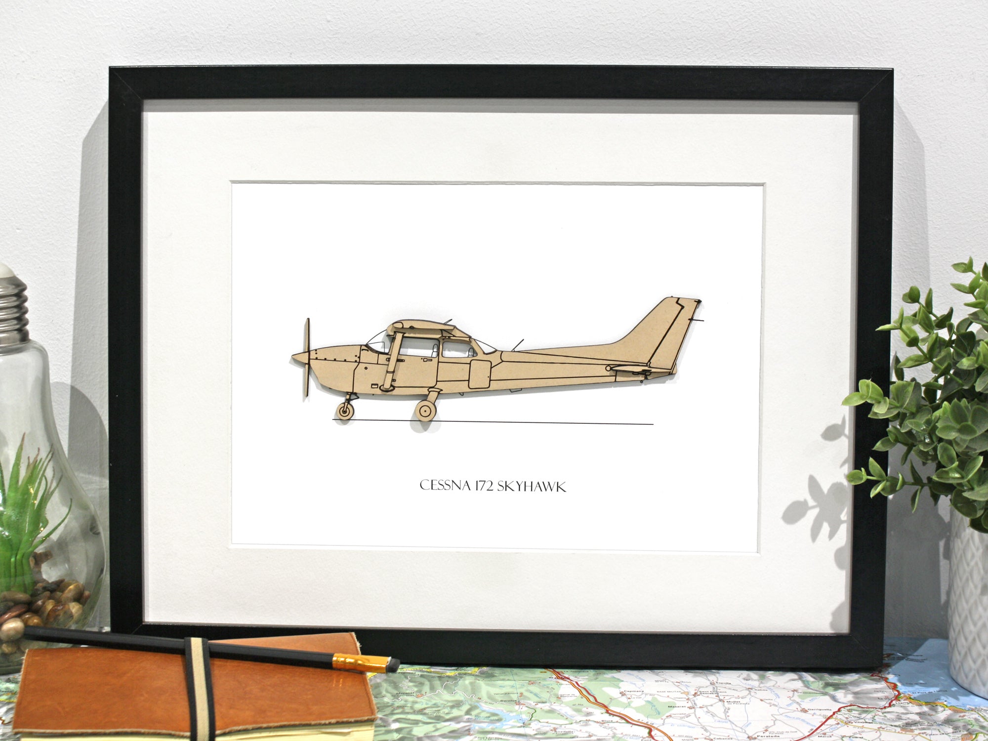 Textron Aviation Cessna 2024 172 Skyhawk Airplane Blueprint Wall Art Woodburn Engraving. Great personalized gift, boyfriend gift, pilot gift!