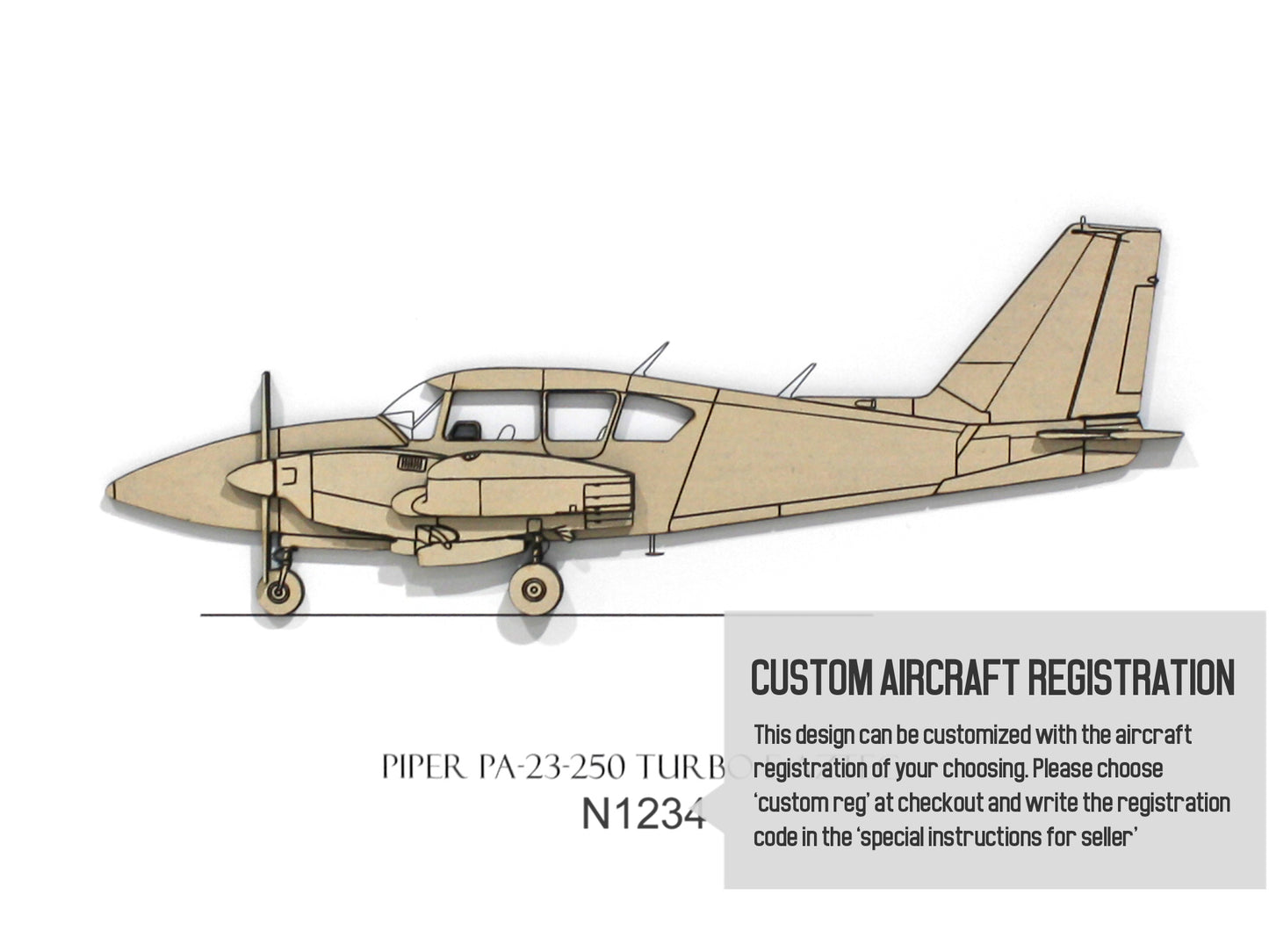 Piper PA-23-250 Turbo E Aztec aviation art