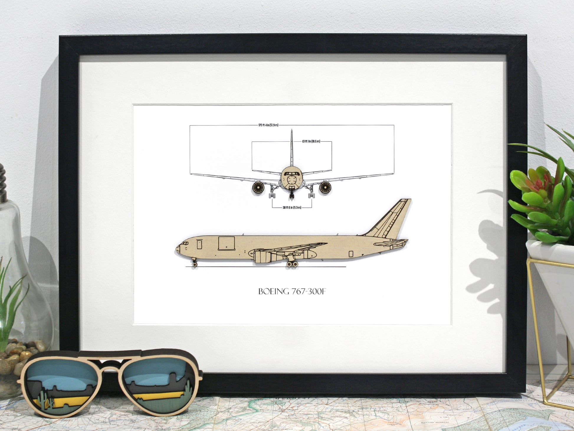 Boeing 767-300F aviation blueprint art