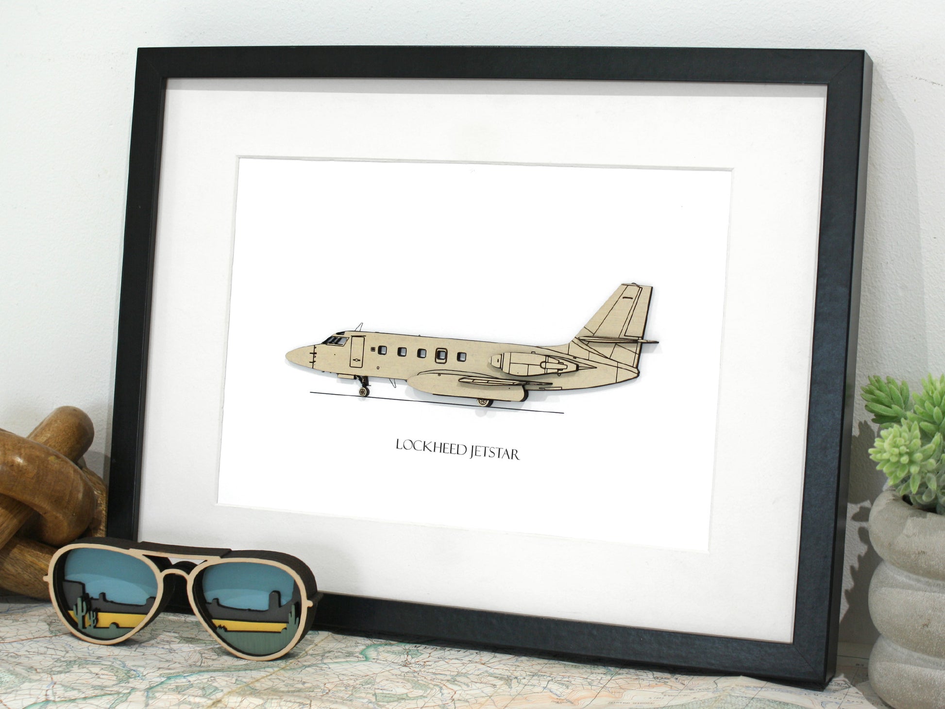 Lockheed Jetstar aviation blueprint art