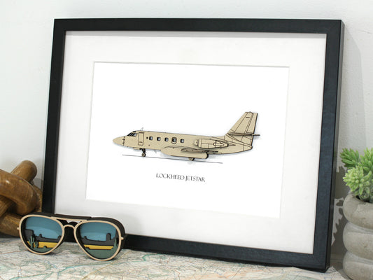 Lockheed Jetstar aviation blueprint art