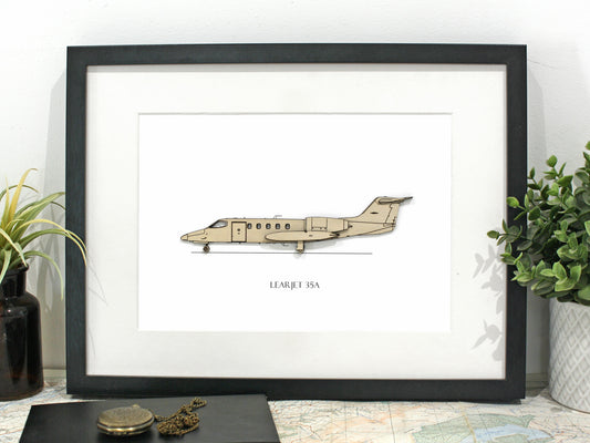 Learjet 35A blueprint aviation art