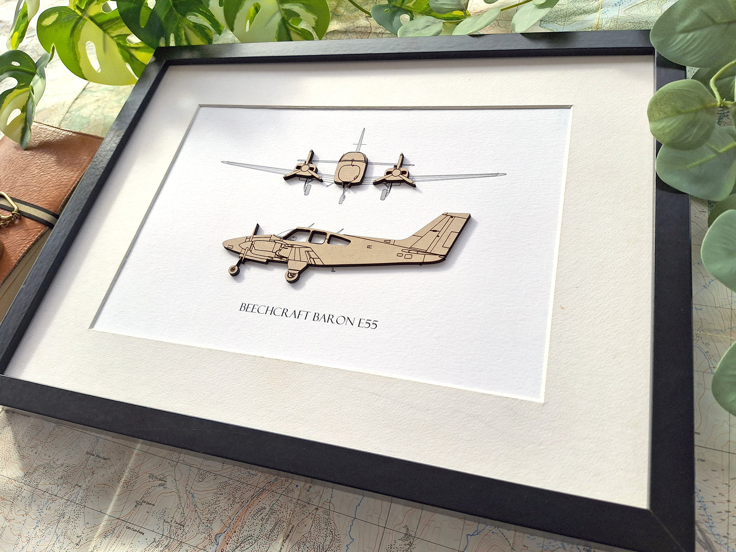 Beechcraft Baron E55 blueprint art