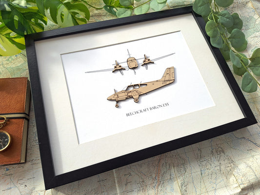 Beechcraft Baron E55 aviation art