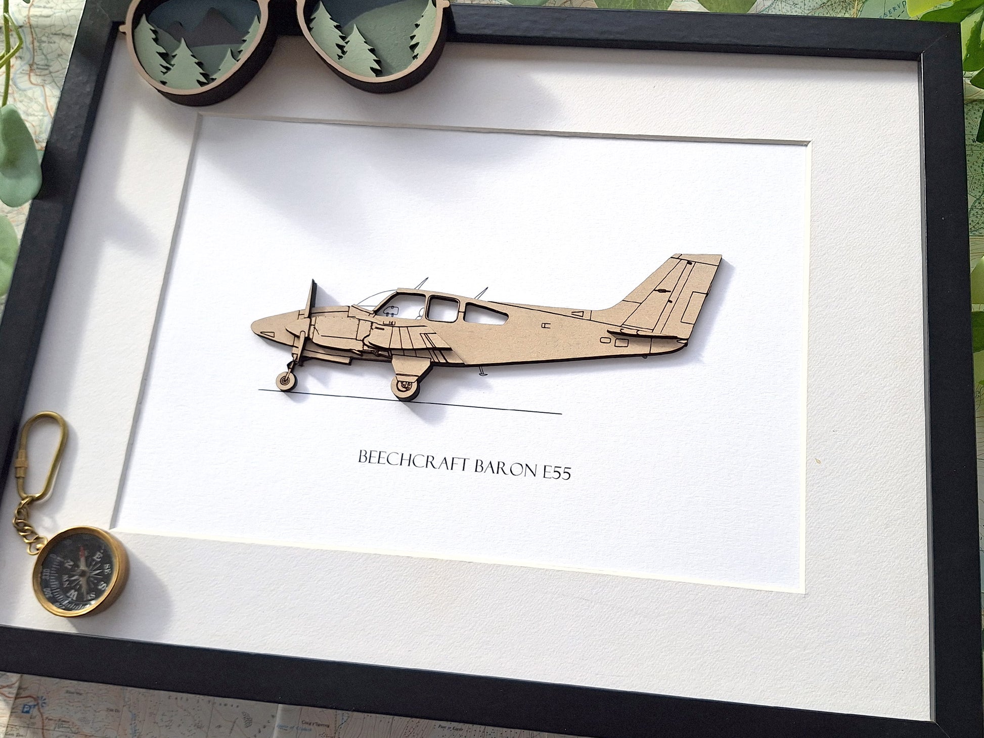 Beechcraft Baron E55 aviation art