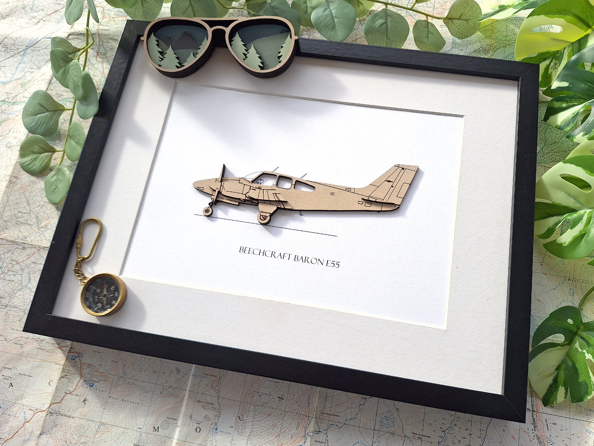 Beechcraft Baron E55 blueprint art