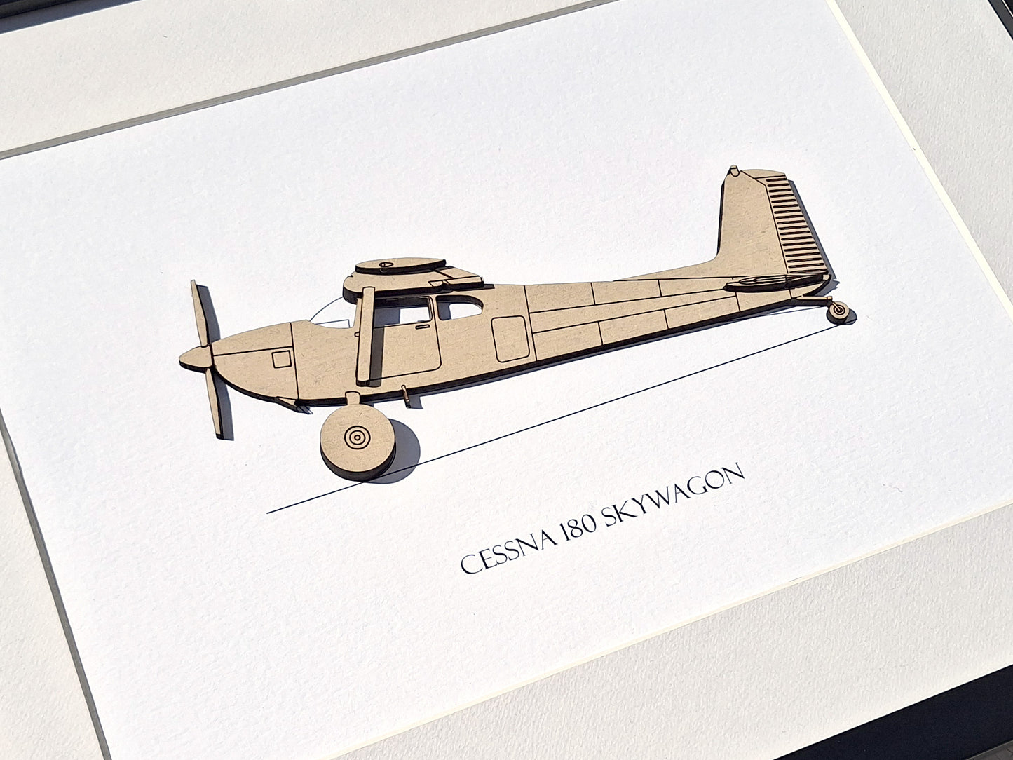 Cessna 180 Skywagon with bush tires blueprint art