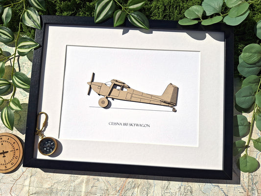 Cessna 180 Skywagon with bush tires aviation art