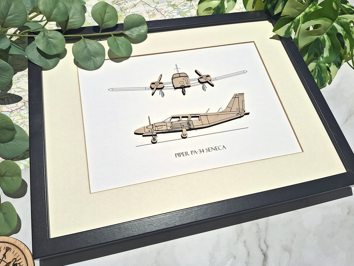 Piper PA-34 Seneca blueprint art