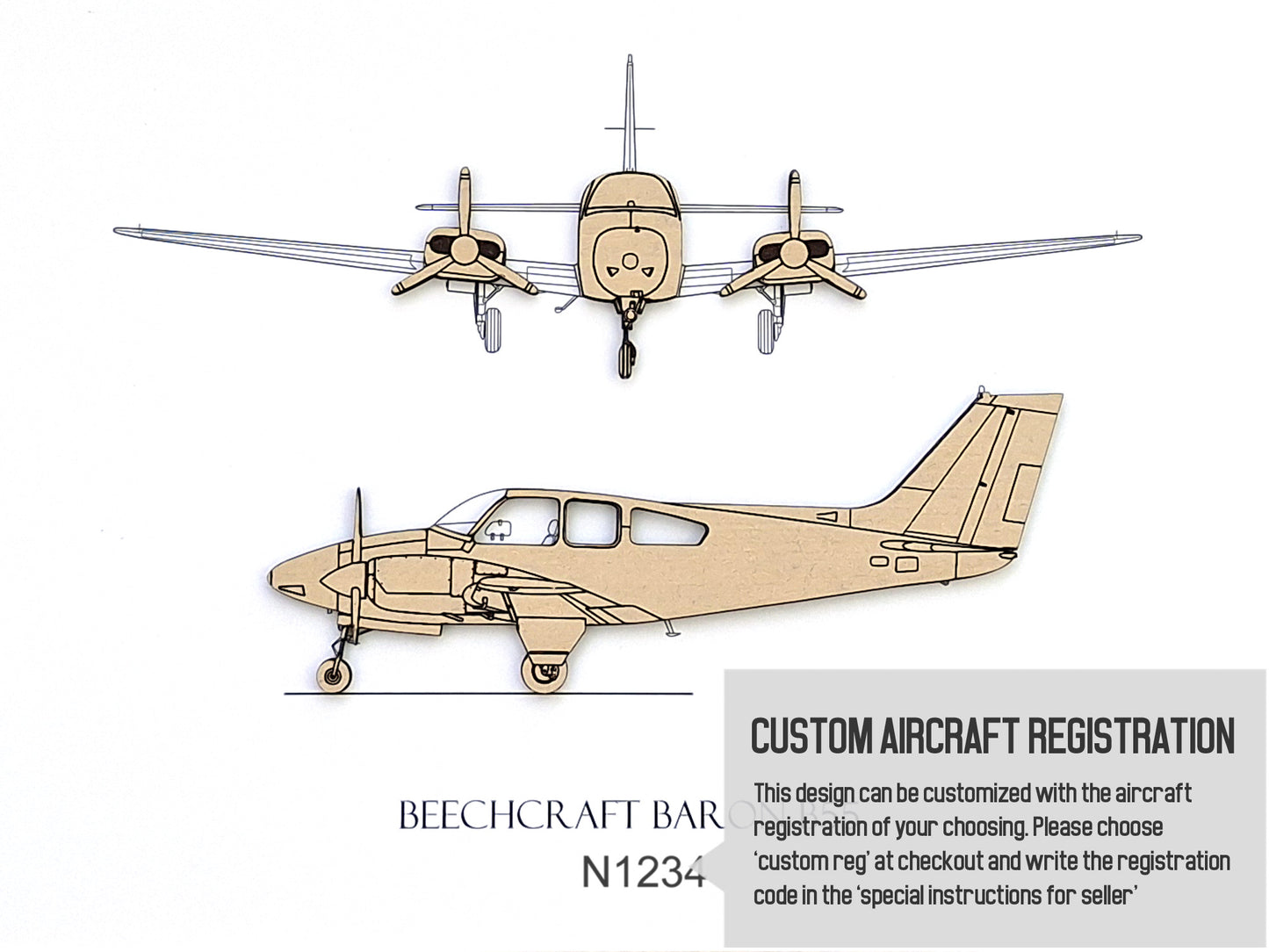 Beechcraft Baron B55 custom aviation art