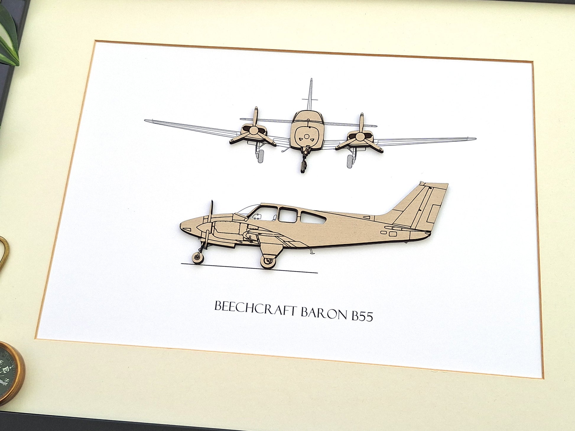 Beechcraft Baron B55 blueprint art