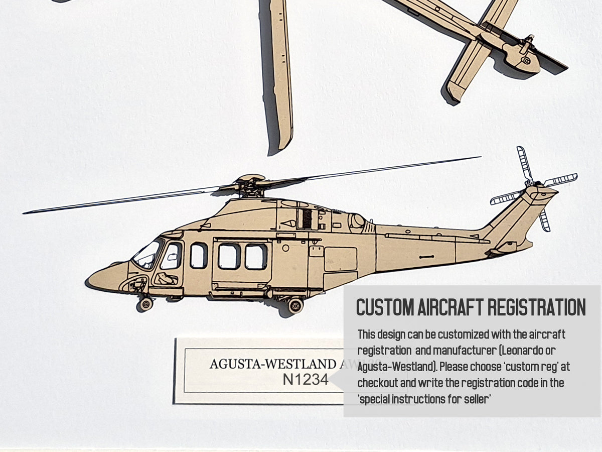 AgustaWestland / Leonardo AW139 Blueprint Art - LARGE