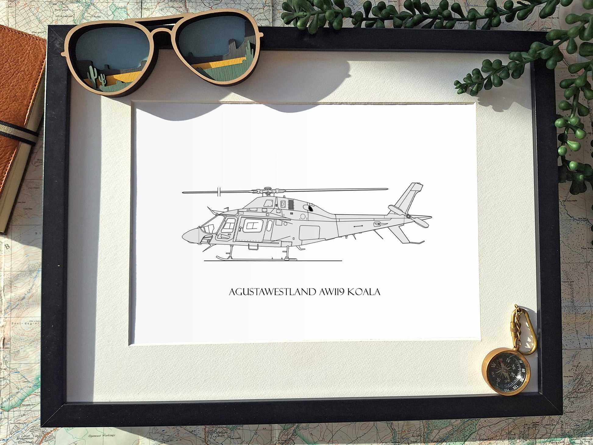 AgustaWestland AW119 Koala helicopter blueprint art