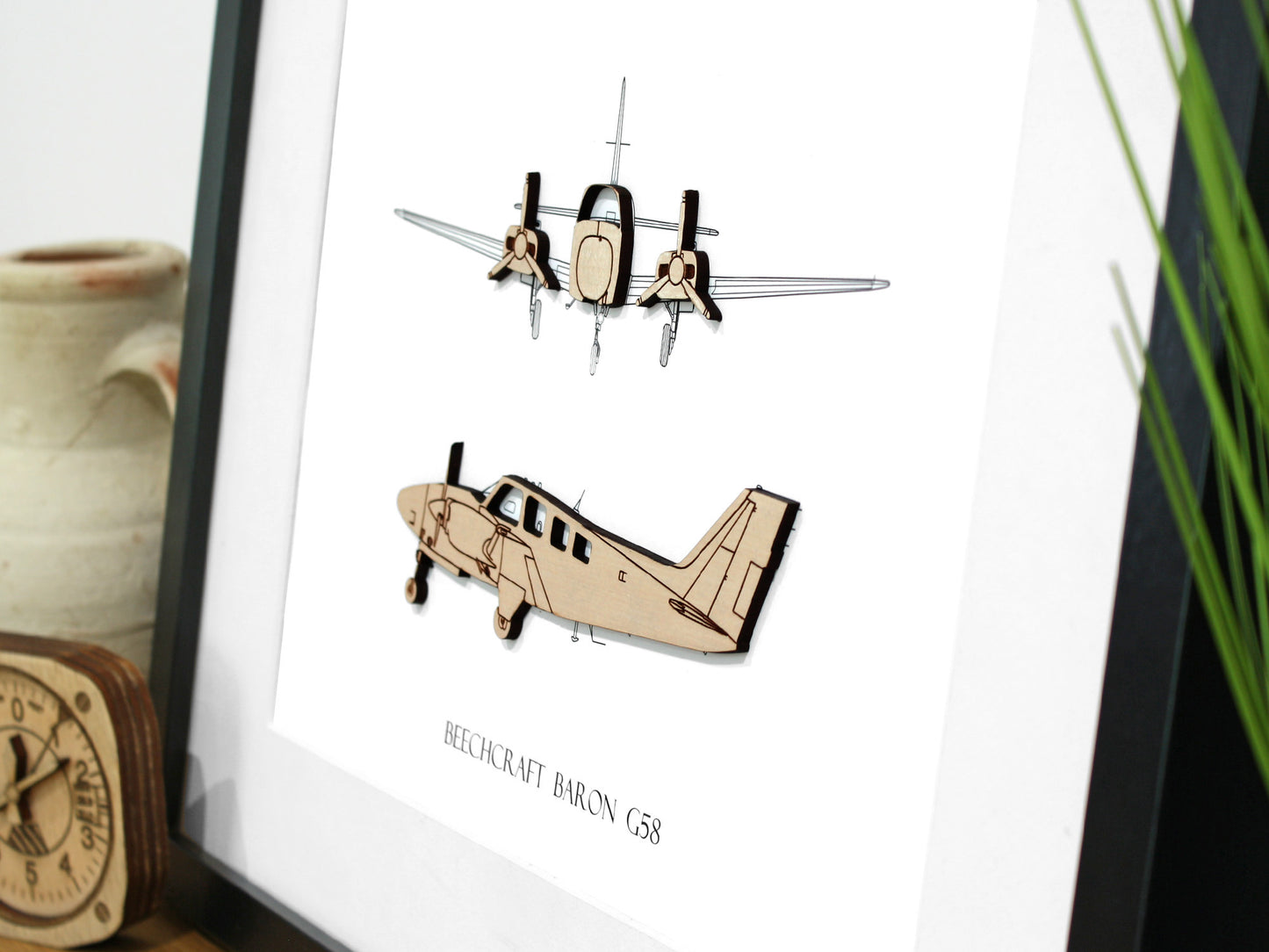 Beechcraft Baron G58 blueprint art