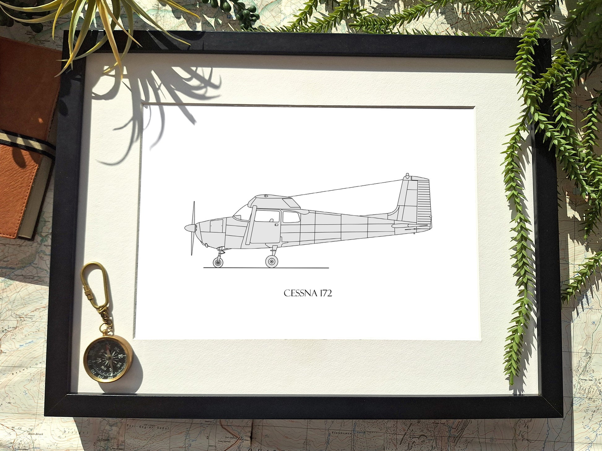 Cessna 172 straight tail blueprint art