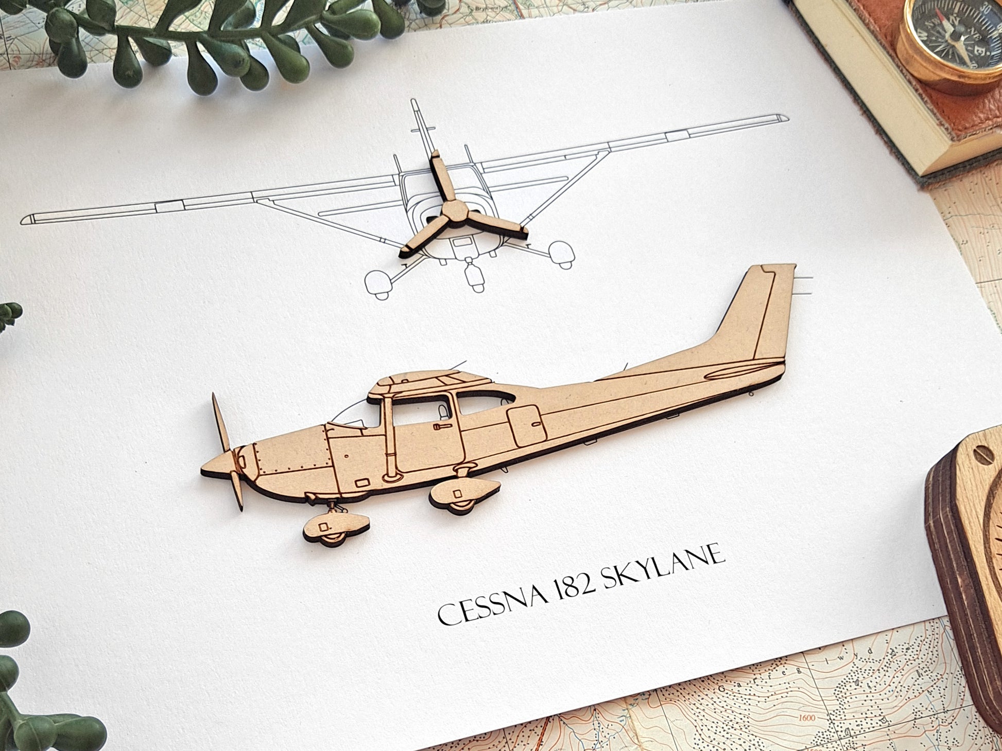 Cessna 182 Skylane aviation blueprint art