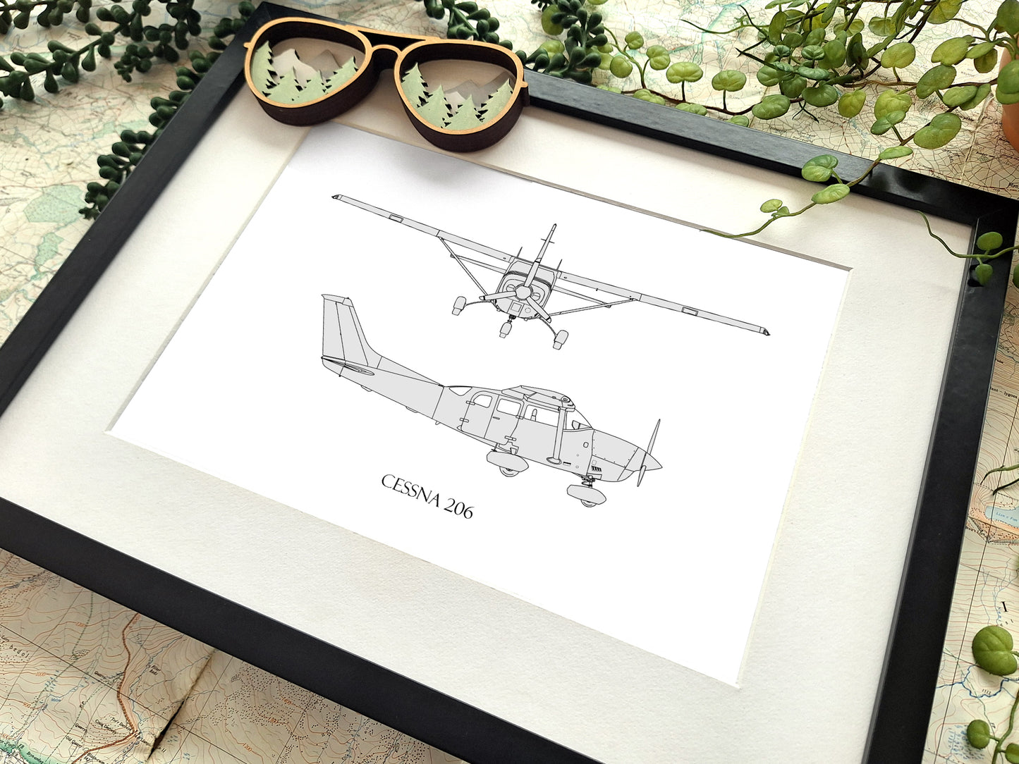 Cessna 206 blueprint art