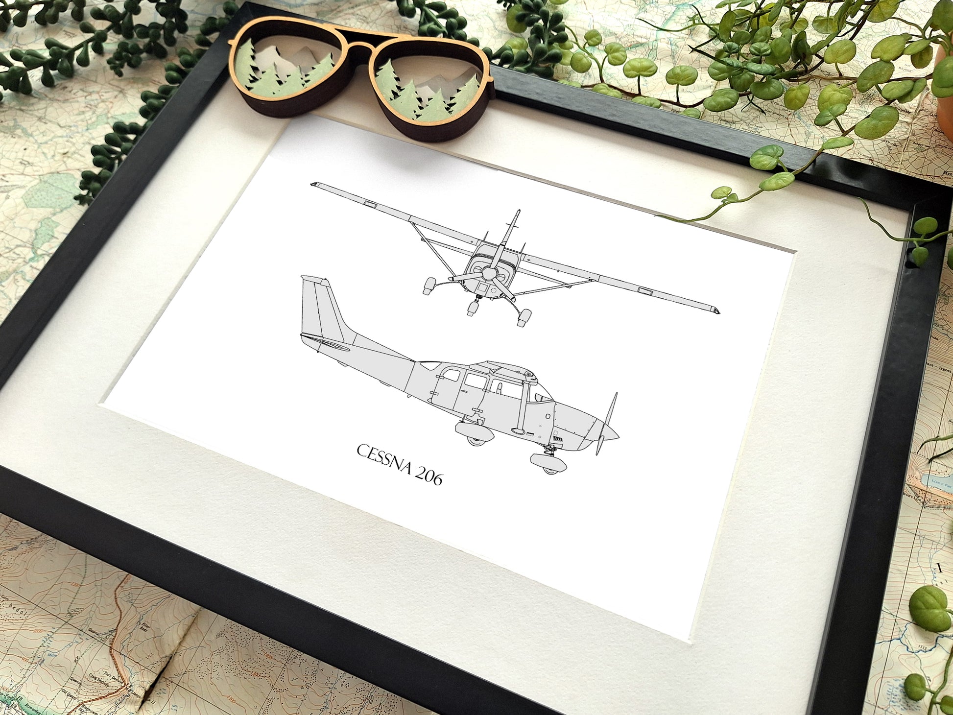 Cessna 206 blueprint art