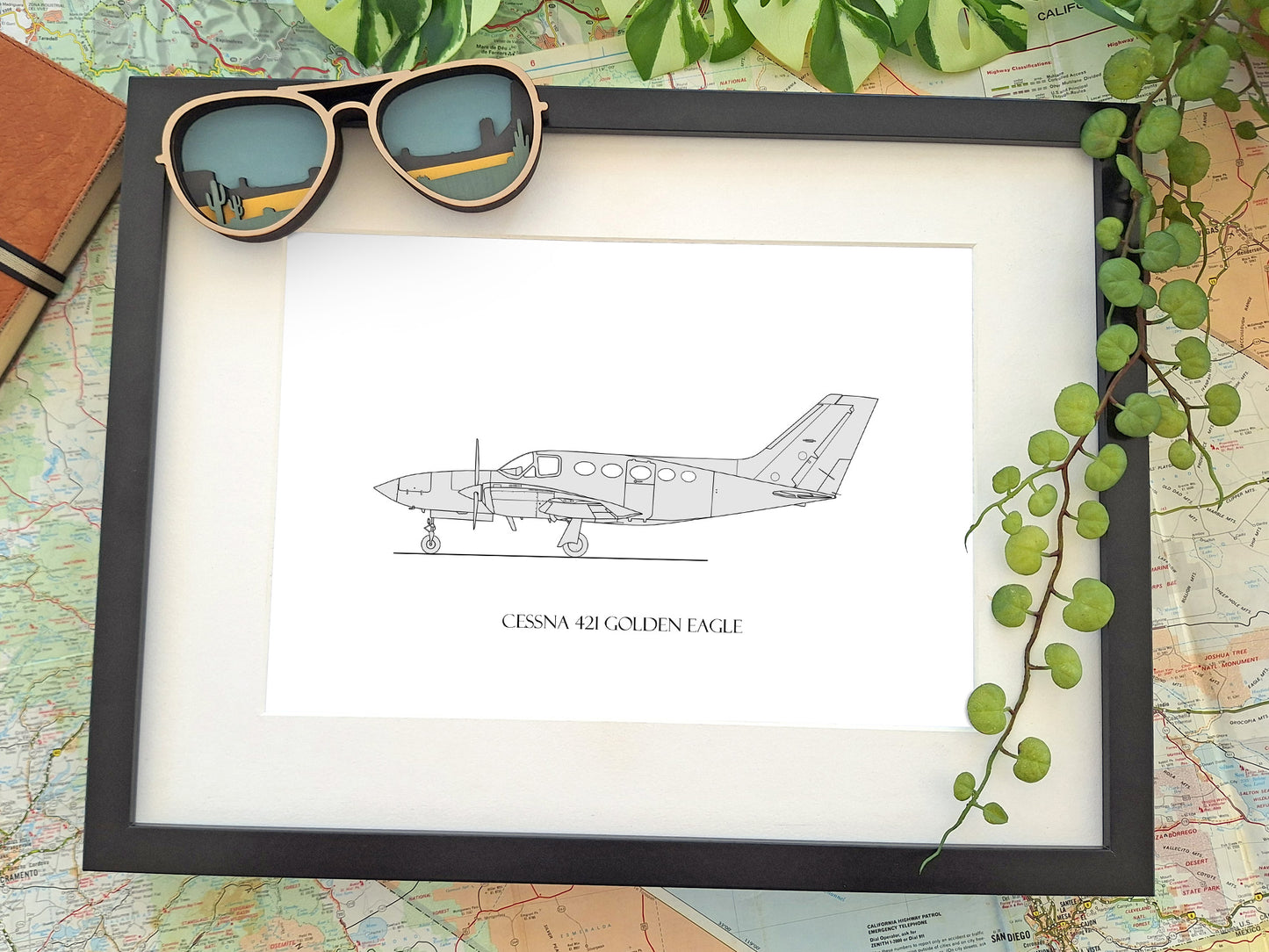 Cessna 421 Golden Eagle blueprint art