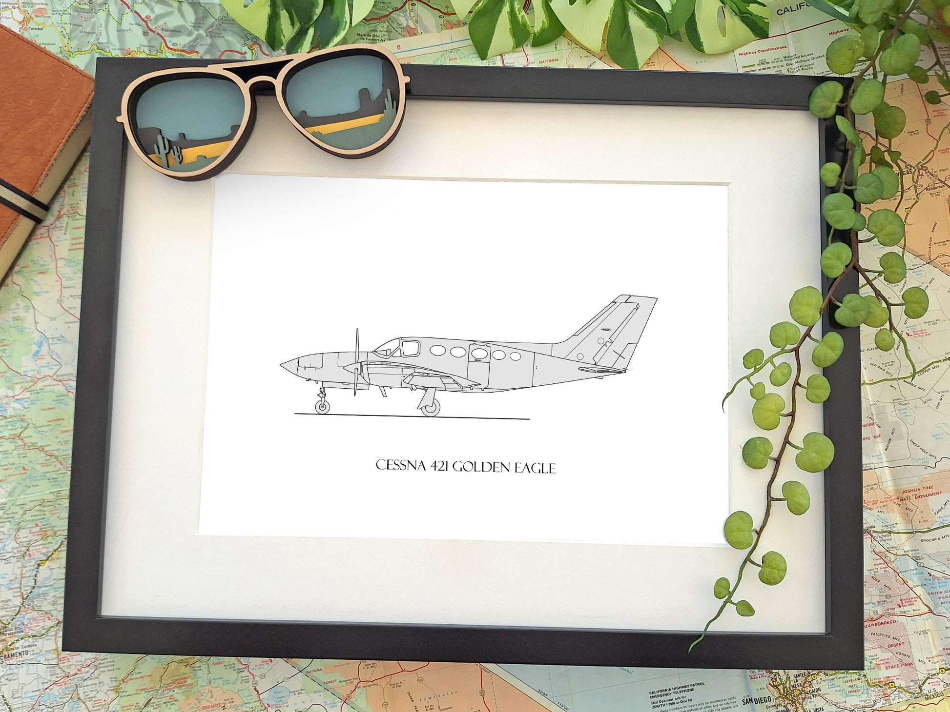 Cessna 421 Golden Eagle blueprint art