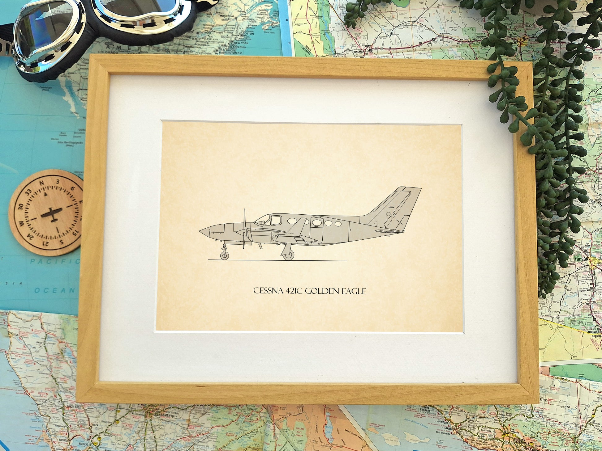 Cessna 421C Golden Eagle aviation art